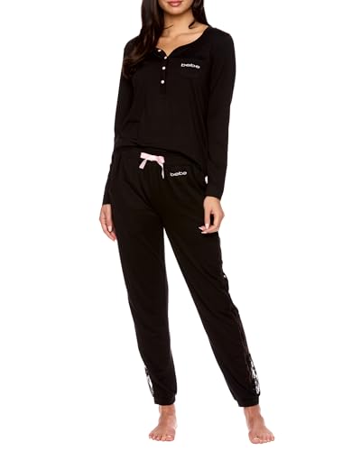 Opiniones de Camisas de pijama para Bebé más recomendados. 48 Bebe - Conjunto de pijama para mujer con bolsillos, camisa de manga larga y pantalones de pijama, Negro -, Small