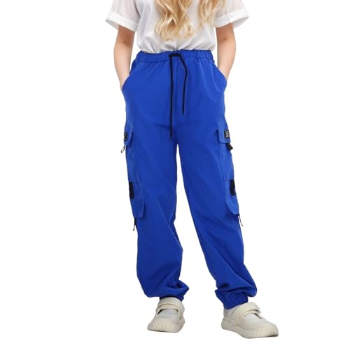 Boys Sweatpants 5t Casual High Waisted Drawstring Loose Fit Pockets Kids Cargo Sweatpants Girls (Blue, 9-10 Years)