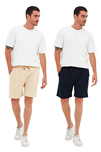Trendyol Pantalones Cortos y Bermudas Regulares para Hombre, 2 Unidades Informales, Azul Marino, XL