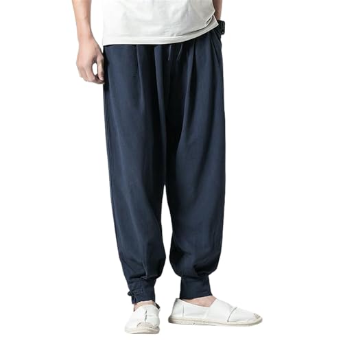 Pantalon en lin style chinois idéal pour vacances et détente décontractée