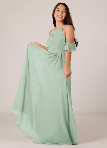 Halter A-Line Chiffon Junior Girls Bridesmaid Dresses for Wedding Princess Party Formal Gowns PY0294