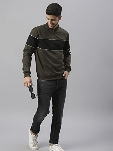 Image of Dennis Lingo Men's Poly Cotton Sweatshirt - High Neck, Full Sleeves and Regular Fit, Casual Winter Wear for Men