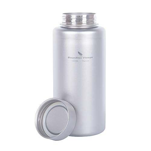 iBasingo Titanium Bottle 1L Gym Sports Water Bottle Single-layer Flask Leakproof Drinkware Ultralight Outdoor Camping Canteen Metal Durable Hiking Backpacking Cycling Large Capacity Bottle Ti3013D