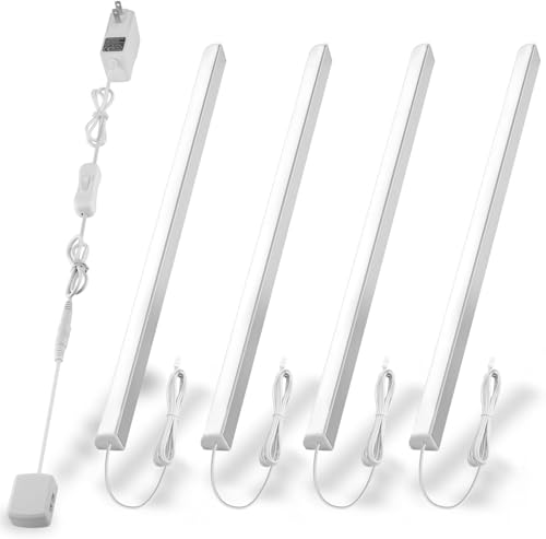Cabinet Lighting, 4pcs 12' V-Shape Bright LED Light Bars for Under Cabinet, Gun Safe, Locker...