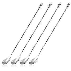 Barlöffel Edelstahl Cocktail Löffel Langer Griff Cocktail-Rührer Spiralmuster Cocktail-Mixlöffel Professioneller…
