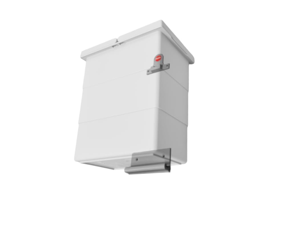 Hailo Multifunktionseimer 1093475| ReadyBin Abfalleimer 18 Ltr | mit Deckel und Müllbeutel Halter | 295 x 320 x 226 | Kunststoff Hellgrau