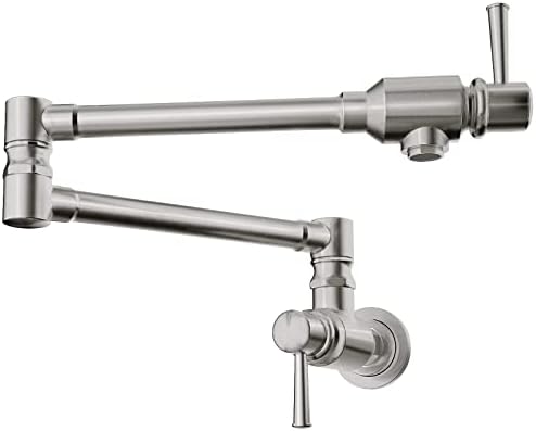 JZBRAIN Pot Filler Faucet Wall Mount Stainless Steel Commercial Pot Filler 5.5 GPM Heavy Duty Style with Folding Stretchable Double Joints 2 Handles