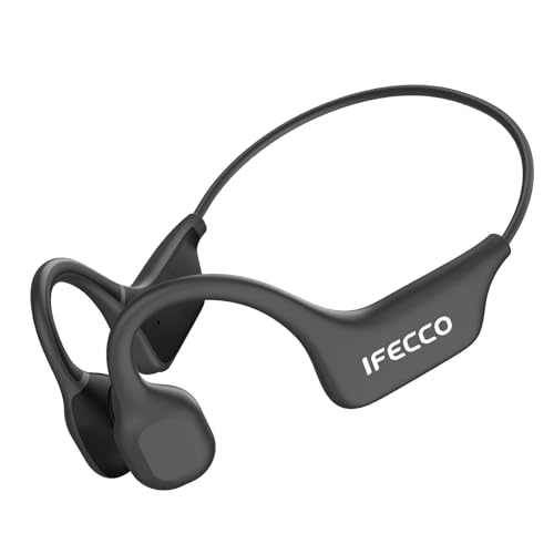 IFECCO Knochenschall Kopfhörer Bluetooth 5.3,Open-Ear Kopfhörer Sport mit Mikrofon,Kabellos Knochenschall Headset,IPX5 Wasserdicht Kopfhörer für Läufer Fahrrad Radfahren