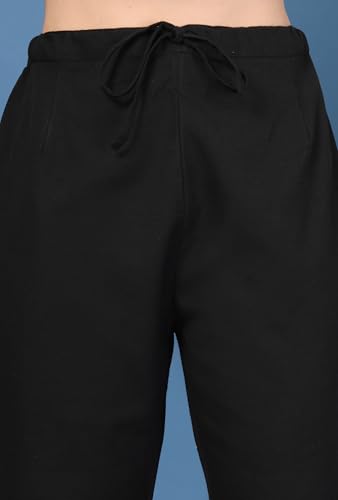 Image of Pistaa's Women's Pure Cotton Regular Hem Design Solid Palazzos
