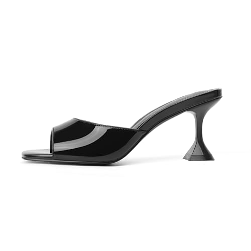 Image of vivianly Womens Square Open Heels Sandals Slip on Heeled Slides Mules for Party Daily Wear