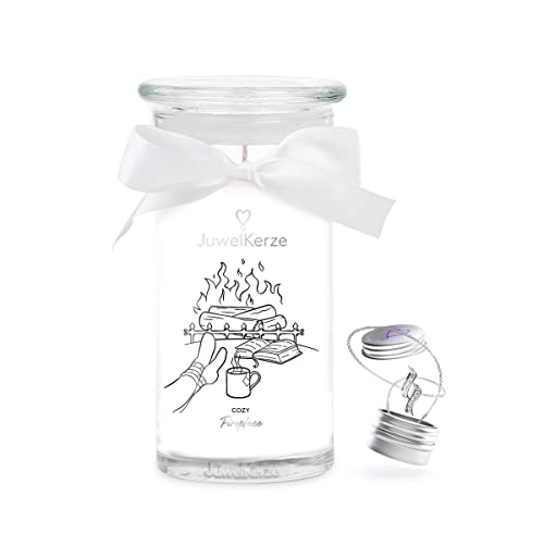 JuwelKerze Cozy Fireplace Halskette Silber - Schmuckkerze 80 Std - große...