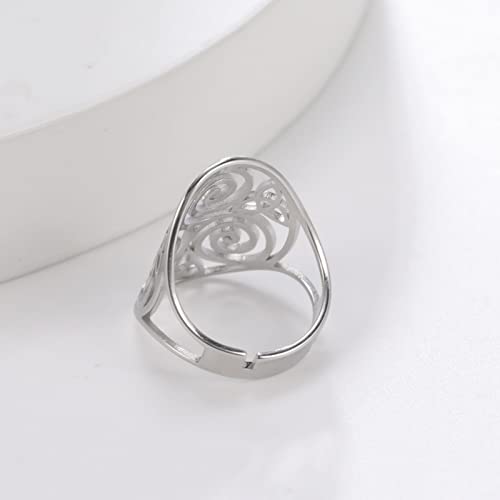 LIKGREAT Celtycki Triskele Triskelion pierścionek Triquetra pierścionki starożytna celtycka spirala trójcy węzeł pierścień regulowany pierścień ochrona szczęścia amulet biżuteria ze stali nierdzewnej
