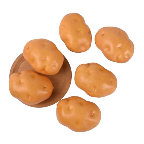 HUIANER Artificial Potatoes, 6PCS Fake Potatoes Simulation Vegetable for Home Kitchen Photography Party Decoration