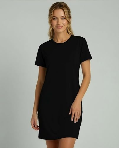 Image of Real Essentials 3 Pack: Women's Cotton Short Sleeve Nightgown Nightshirt Sleepshirt Ladies Sleepwear (Available in Plus Size)