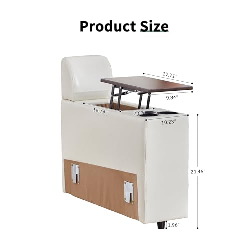 Image of RARZOE Modular Sofa Console Module with Storage, Faux Leather Storage Console with Table &USB Port&Cup Holder, Modular Sectional Sofa Module for Living Room Home Theater,Beige