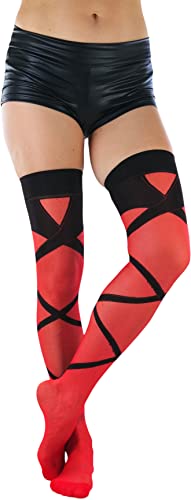 Image of ToBeInStyle Women's Sheer Two Tone Thigh Hi Stocking W /Back Seam