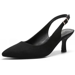 DREAM PAIRS Women's Kitten Heels Slingback Closed Pointed Toe Low Pumps Shoes Women Party Wedding Sexy Casual Dress Shoes 6.5 Black-suede-1