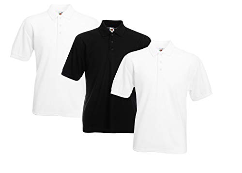 Fruit of the Loom Lot de 3 Polo pour Homme - Noir - Medium