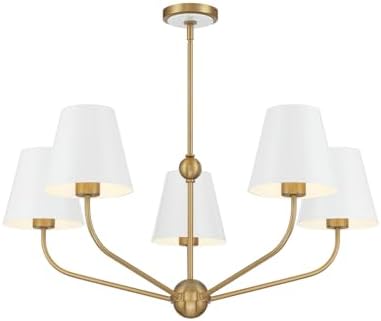 Crystorama Xavier 5 Light Vibrant Gold + White Chandelier