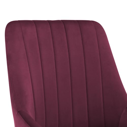 Image of Finch Fox Morris Velvet Dining Chair for Living Room, Bedroom, Home Office with Black Metal Legs in Dark Pink Color (Set of 4)