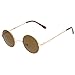 zeroUV Small Retro Lennon Inspired Style Neutral-Colored Lens Round Metal Sunglasses 41mm (Gold/Brown)