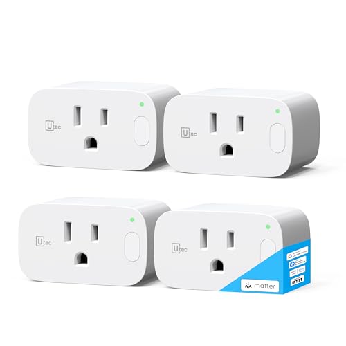 Smart Plug, Smart Home Outlet, 15A Ultra Efficient Smart Plug Compatible with Matter, Alexa, Google Home & IFTTT, No Hub Required, 2.4GHz Wi-Fi Only, Remote Control, ETL Certified, 4Pack