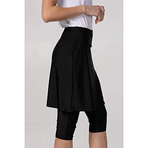 GoModest Women's Active Workout Skirt + Leggings | Athletic Sports & Swim Skort (Black, 2X)