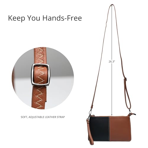 Image of Bveyzi Genuine Leather Wristlet Purses for Women, Envelope Clutch Wallet Small Crossbody Bags for Dressy Evening
