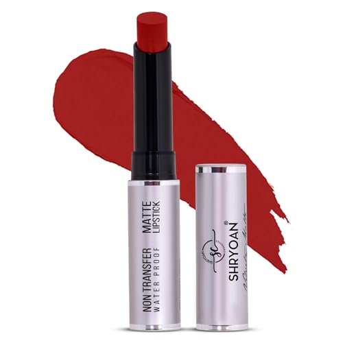 Image of Shryoan Non Transfer 24 Hours Matte Waterproof | Smudge Proof Lipstick | Sulphate-Free, with Honey for Combination Skin | Full Coverage Crayon, Daily Care | 3.5 Grams (Pack of 1)