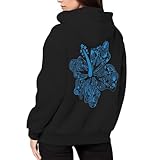 Backprint Hoodie Damen Oversize Winter Zipper Hoodie Sweatshirt Lose Sport Damen Jacken mit Fleece Sweashirt Athletic Sweatshirt bequem Kapuzenpullover Outerwear Sweatjacke für Frauen, Negro , L