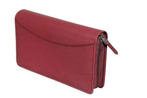 Image of Sukeshcraft Multiple Cheque Book Holder | Original PU Holds Upto 8 Cheque Books,with Matching Zipper (PU -Redwine)