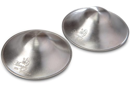 Image of Moogco The Original Silver Nursing Cups - Nipple Shields for Nursing Newborn - Breastfeeding Essentials - Newborn Essentials Must Haves - Nipple Covers Breastfeeding - 925 Silver