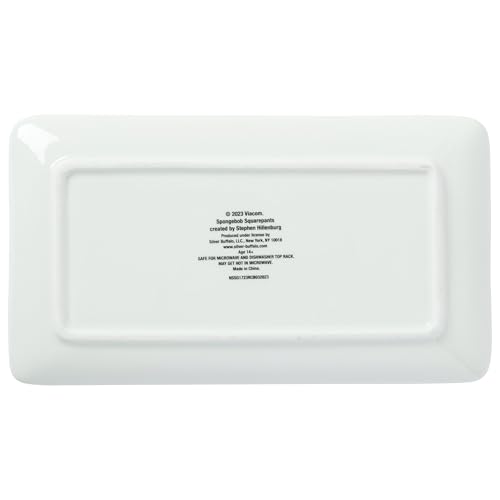 Image of Silver Buffalo Spongebob Squarepants Wet Noodle Krabby Patty Ceramic Sushi Set with Dipping Sauce Dish and Matching Chopsticks