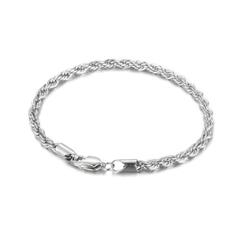 Pulsera para hombre de acero inoxidable plateada 22 cm miniatura 1