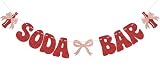 JTUYYT Soda Bar Banner Shes Ready to Pop Baby Shower Decorations Birthday Bachelorette Party Decoration Supplies Red Glitter