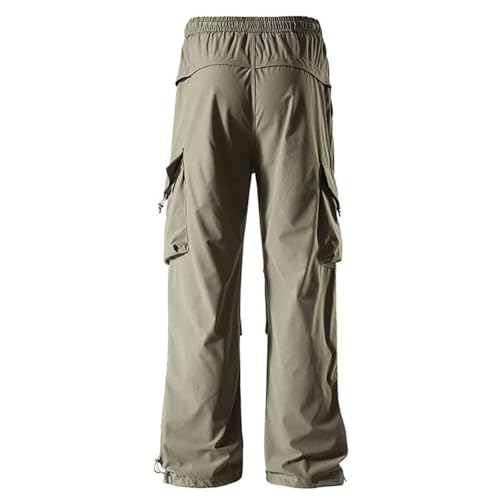 Men's Windbreaker Pants Wide Leg Drawstring Quick Dry Sun Protection Pant Casual Soft Solid Color Going Out Trousers4