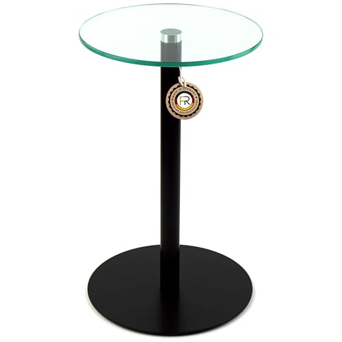 freeroom24 Designer Beistelltisch Glas Schwarz Matt 30x30x50cm - Wohnzimmertisch - Stabiler Couchtisch - praktischer Coffee Table rund - Kleiner Kaffeetisch - Glastisch - Sofatisch - Made in Germany