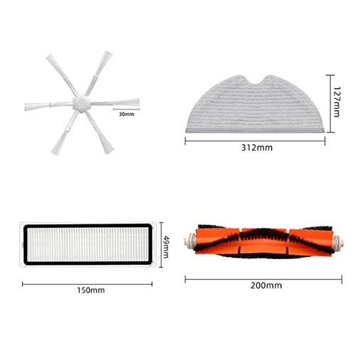 HMHAMA Kit de acessórios de pano de esfregão HEPA escova lateral principal de substituição para peça