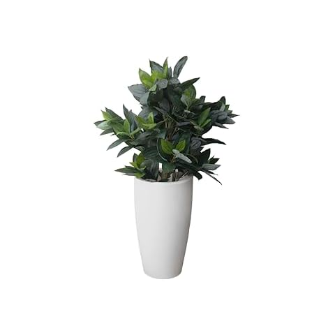 Elly Décor 27.5 inch Tall Planter for Indoor/Outdoor, Large Planter with Drainage, Lightweight & Durable Taper Pot, 27.5”x15.7”x10.6”, White Cover