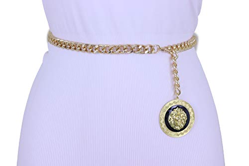 Women Gold Metal Chain Waistband Fashion Belt High Waist Hip Medallion Lion Coin Charm4