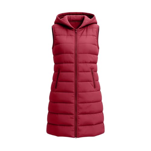 Gumipy Long Puffer Vest Women Quilted Vest with Hood Sleeveless Puffer Coat - image 6