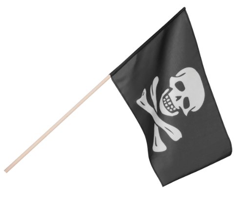 Boland 74163 – Bandeira pirata 45 x 30 cm com barra, preto/branco