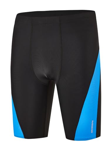 DEVOROPA Boys' Swim Jammers Youth Competitive Swim Team Suit Quick Dry Athletic Swimming Shorts UPF 50+ Black/Blue L