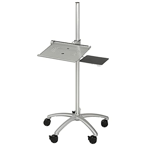 Global Industrial Height Adjustable Anti-Theft Mobile Laptop Computer Workstation Security Cart, Silver