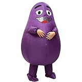 Purple Grimace Inflatable Costume for Adult, Purple Eggplant Suit Halloween Mascot Costume Jumpsuit