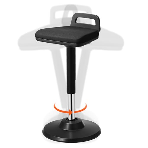 Image of VEVOR Active Chair with Handle, Height-Adjustable (24.6-34.4 inch) Wobble Chair Made of Elastic Fabric & 45 mm Foam, Ideal for Schools, Office and Home, 8 Tilt Angle, Age 12-18, Black