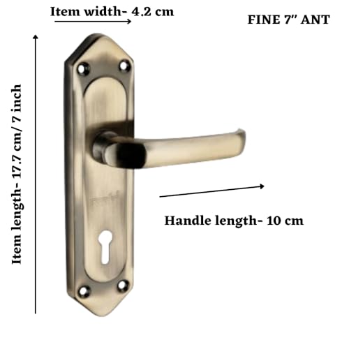 Image of SARDAR Fine Antique finsh 7 Inch Iron Handle Set|2 Keys | 6 Lever Single Turn Lock Set| Handle Set for Door, Bathroom, Bedroom, Living Room| (Antique)
