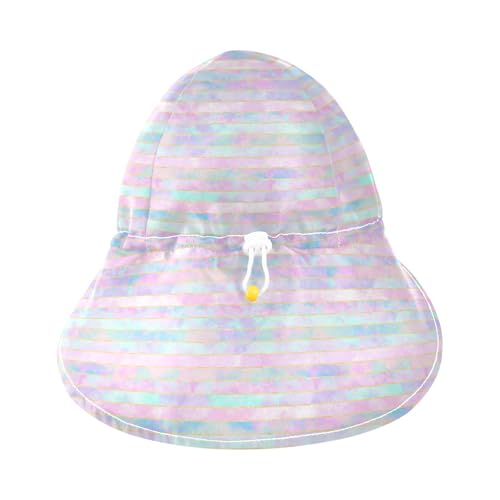 KLL Toddlers Beach Hat Baby Boys Beach Play Hats Baby Girls' UPF 50+ Protection Neck Flap Traveling Camping Hat Seamless Pastel Aesthetics Mystery Strips3