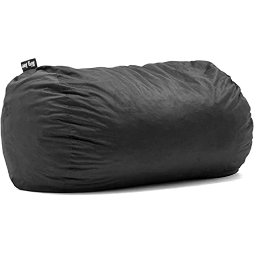 Image of Big Joe Fuf 6Ft Giant Lounger Foam Bean Bag Chair, Oversized Couch with Removable Cover for Kids, Teens, Adults, Black Lenox, Durable Woven Polyester, 6 Foot