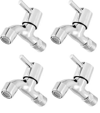 Spazio Stainless Steel Turbo Collection Bib Cock Tap for Bathroom, Kitchen (Pack of 4) Foam Flow Water with Wall Flange, Chrome Plated,Brass Disc Bib Tap Faucet (Wall Mount Installation Type) (B0B1259CHW) Amazon Price History, Amazon Price Tracker
